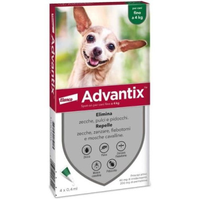 Advantix Spot-on antiparassitario per Cani fino a 4 kg - conf. 4 pipette da 4 ml