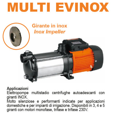 Elettropompa silenziosa orizzontale Mod. MULTI EVINOX 15P - GLONG