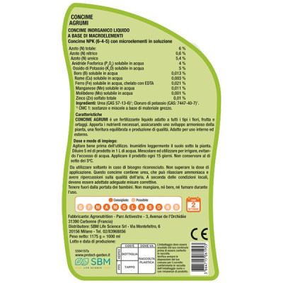 CONCIME LIQUIDO PER AGRUMI NPK - 1 LITRO - PROTECT GARDEN