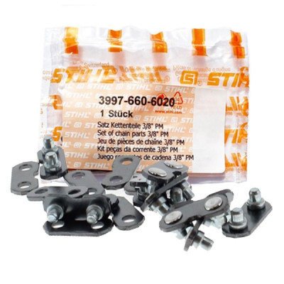 Kit 9 PZ maglia di giunzione catena Stihl P. 3/8" spessore 1.3 mm - Ricambio Originale Kit 9 PZ maglia di giunzione catena Stihl P. 3/8" spessore 1.3 mm - Ricambio Originale