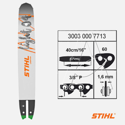 Spranga di Guida Light 04 - 40 cm (16") - 3/8'' - 1,6mm (300-000-7713) - Originale Stihl Spranga di Guida Light 04 - 40 cm (16") - 3/8'' - 1,6mm (300-000-7713) - Originale Stihl