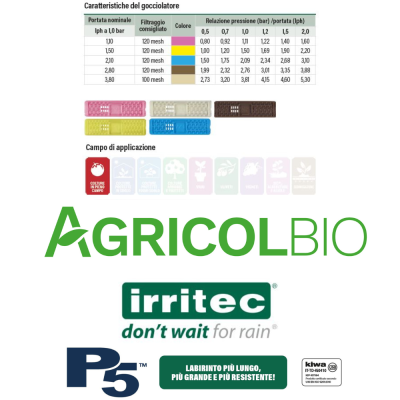 Manichetta P5 10 mil passo 20 cm 2,1 l/ora - 220 m | AgricolBio.it