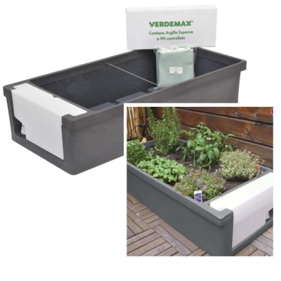 Verdemax Vaso grande Orto Urbano Antracite con serbatoio idrico integrato da cm 115 x 58 x h 28