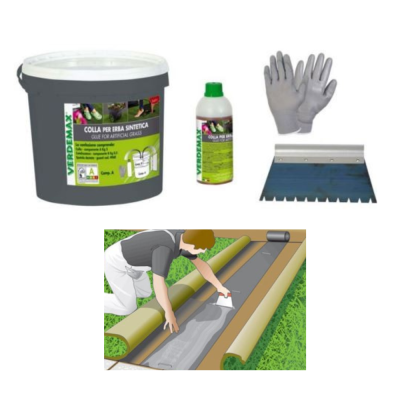 KIT Colla Poliuretano Bicomp. x incollaggio Prati sintetici - 5 Kg - Verdemax