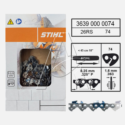 Stihl Catena di taglio Stihl Rapid Super - .325" - 1,6 mm - 74 Maglie - Spranga 45 cm - Originale Stihl
