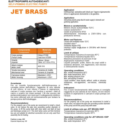 Elettropompe autoadescanti GLONG JET BRASS | AgricolBio.it