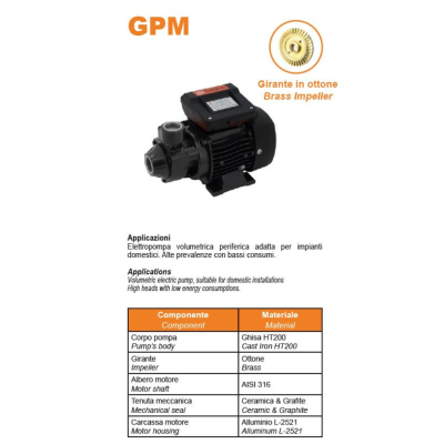 Elettropompe periferiche Mod. GPM | AgricolBio.it