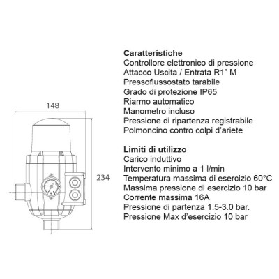 GLONG DSK-2.1P Regolatore di pressione Presscontrol 1,5 - 3,0 bar - con manometro