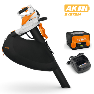 Stihl SHA 56 Set - Soffiatore / Aspiratore / Trituratore con Batteria AK 20 e Caricabatterie AL 101 inclusi - Sistema AK