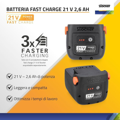 Stocker Batteria 21V 2,6 Ah Fast Charge Magma System | AgricolBio.it