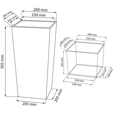 Dimensioni vaso e inserto