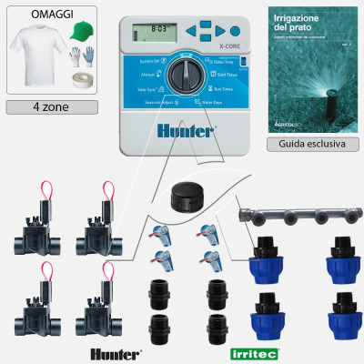 Kit irrigazione Prato Tappeto Erboso completo di elettrovalvole accessori e omaggi | 2 - 4 - 6 - 8 zone | XCi