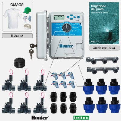 Kit irrigazione Prato Tappeto Erboso completo di elettrovalvole accessori e omaggi | 2 - 4 - 6 - 8 zone | XC