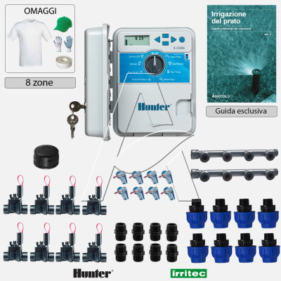 Kit irrigazione Prato Tappeto Erboso completo di elettrovalvole accessori e omaggi | 2 - 4 - 6 - 8 zone | XC