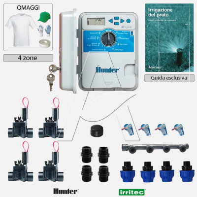 Kit irrigazione Prato Tappeto Erboso con elettrovalvole accessori e omaggi | 2 - 4 - 6 - 8 - 10 - 12 zone | XCH 24 VAC