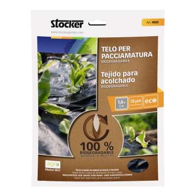 Telo pacciamatura ortaggi biodegradabile nero 0,8 x 10 metri - 18 um - Stocker