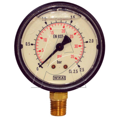 Manometro alla glicerina - scala da 0 a 2,5 bar - attacco 1/4