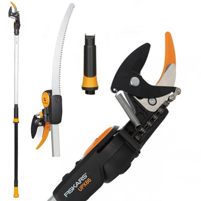 Forbice telescopica Fiskars UPX86 con Seghetto in Omaggio - asta 240/400 cm - D. 32 mm